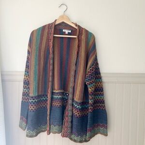NorthStyle Medium Vibrant Striped Open Knit Open Front Cardigan